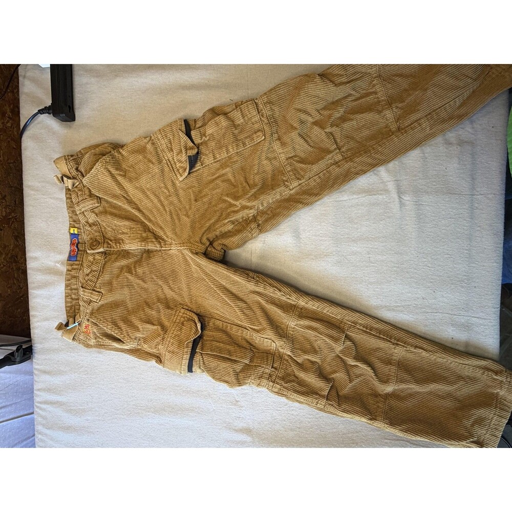 Empyre Pants Mens 30 Beige Corduroy Cargo Relaxed Fit Adjustable Waist Pockets